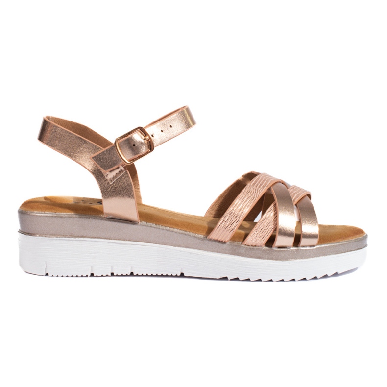 Goldene Shelovet Keilsandalen für Damen