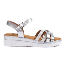 Silberne Shelovet Damen-Keilsandalen