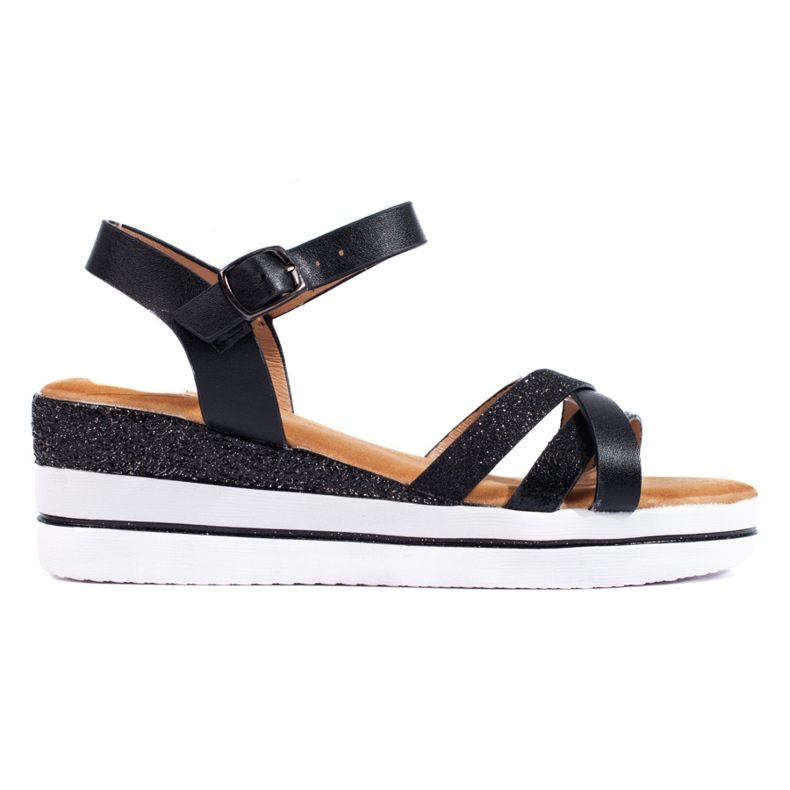 Schwarze Shelovet-Keilsandalen für Damen