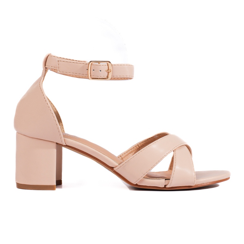 Beigefarbene Damensandalen mit Absatz von Shelovet