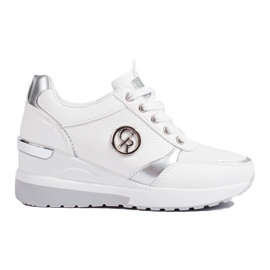 Weiße Shelovet Damen-Sneaker mit Keilabsatz