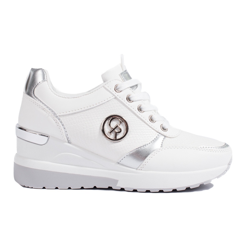 Weiße Shelovet Damen-Sneaker mit Keilabsatz