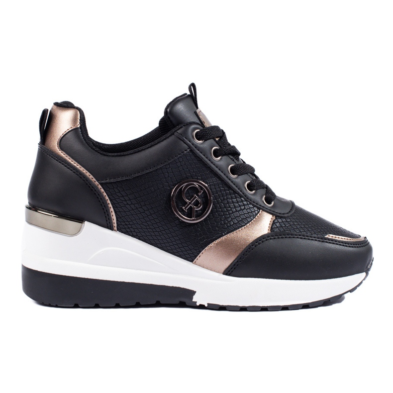 Schwarze Shelovet Damen-Sneaker mit Keilabsatz