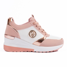 Damen-Sneaker Shelovet mit Keilabsatz in Rosa weiß