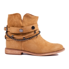Damen-Cowboystiefel aus Wildleder Shelovet Kamel beige