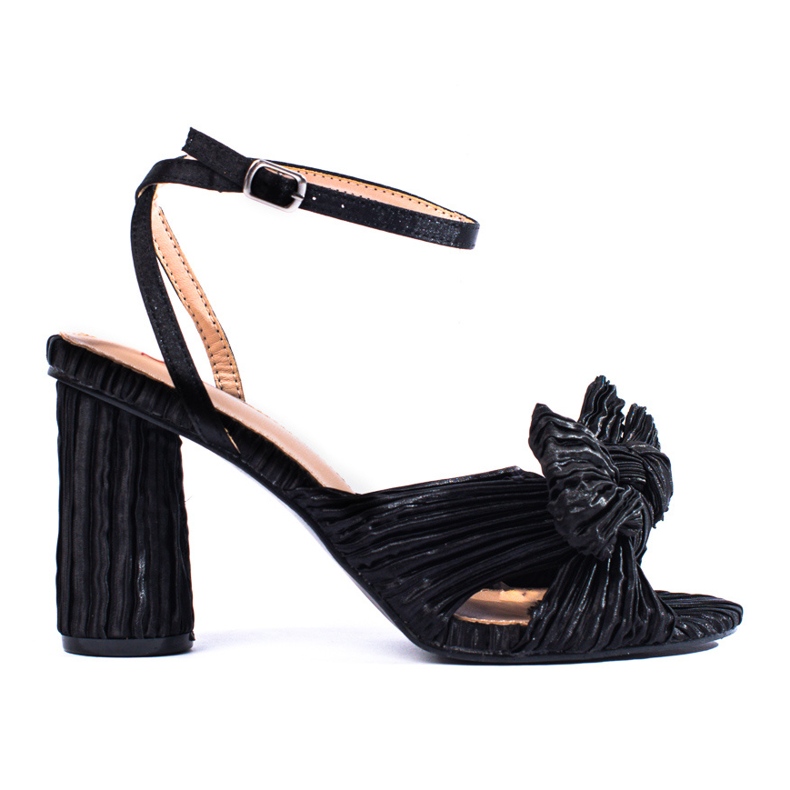 Shelovet schwarze Blocksandalen aus Textil