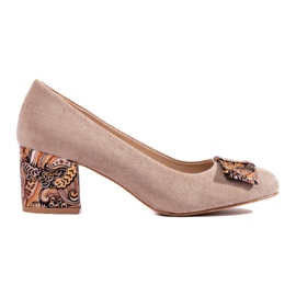 Beige Wildlederpumps mit Schleife von Shelovet