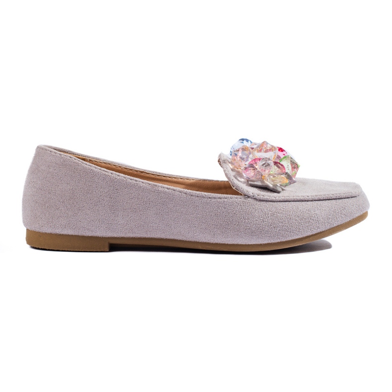 Graue Wildleder-Loafer mit Kristallen von Shelovet