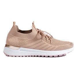 Beige durchbrochene Sneakers von Shelovet