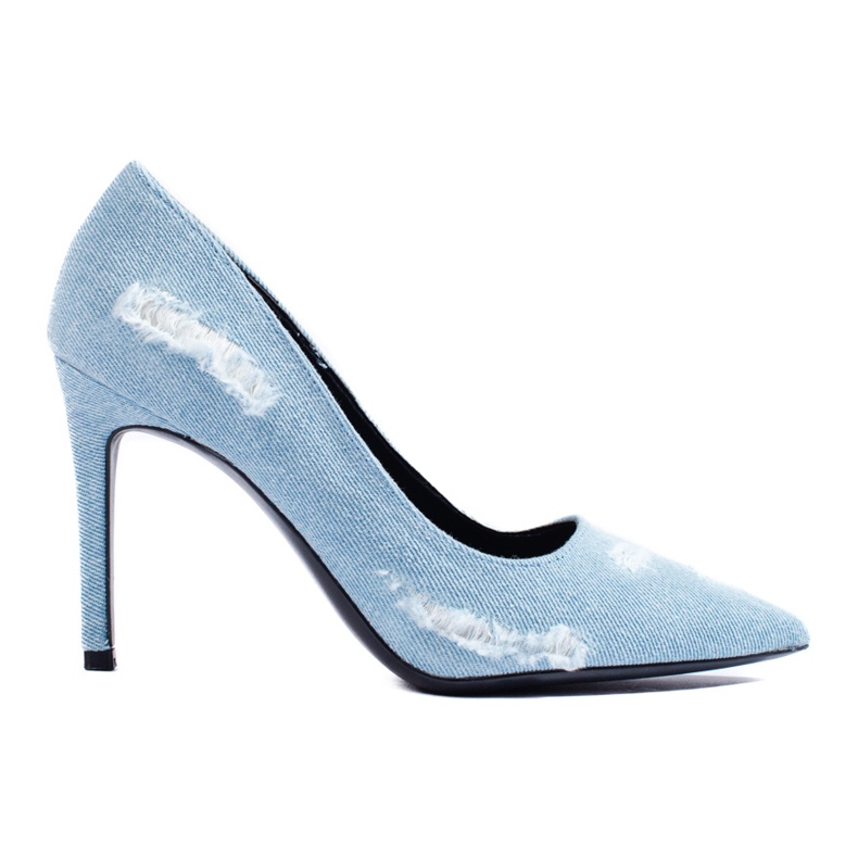 Shelovet Jeans-Pumps mit hohem Absatz blau