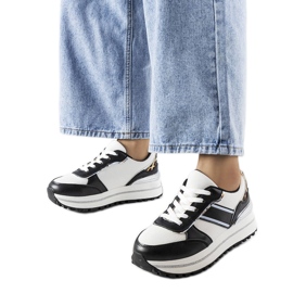 Schwarze Sneaker mit Glitzereinsätzen von Lang weiß
