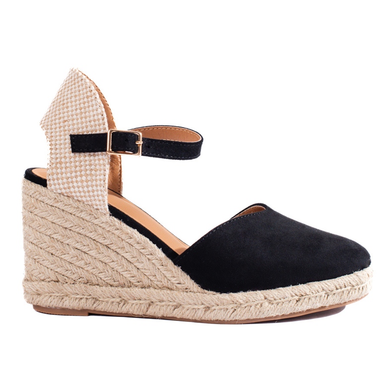 Schwarze Shelovet-Espadrilles für Damen mit Keilabsatz
