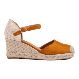 Damen-Espadrilles von Shelovet mit Kamelkeilabsatz braun