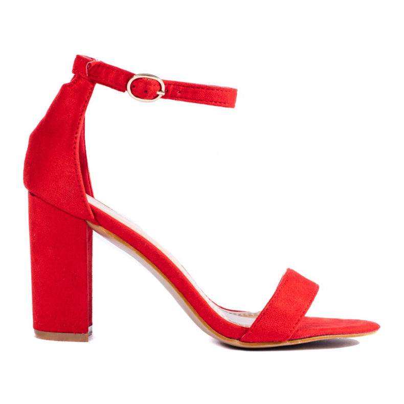 Rote Wildleder-Sandalen mit hohen Absätzen von Shelovet