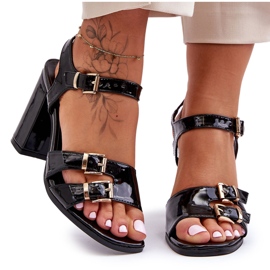 S. BARSKI Lackierte S.Barski 80-3 High Heel Sandalen Schwarz