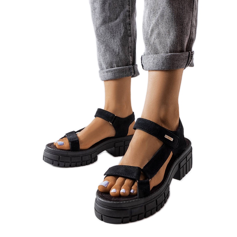 Schwarze Sandalen am Pfosten Big Star LL276035