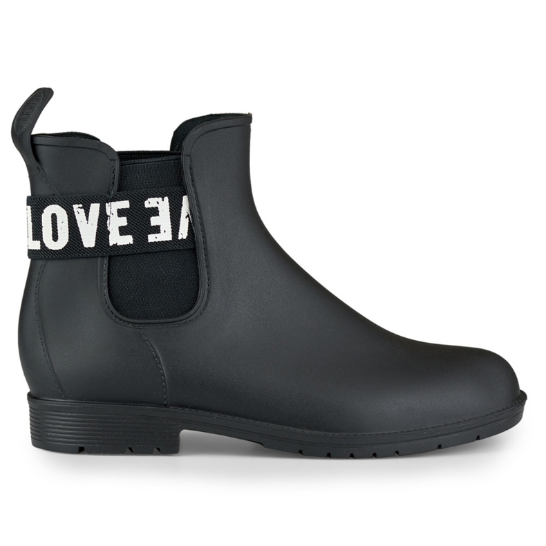 Love White mattschwarze Gummistiefel für Damen