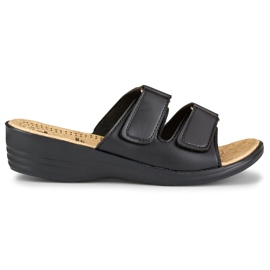 Bequeme Damenhausschuhe mit Klettverschluss in Schwarz