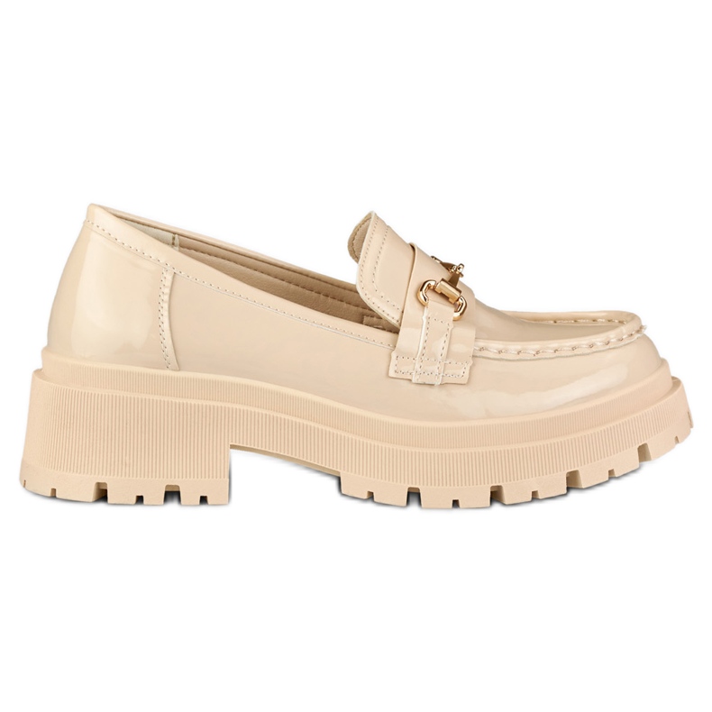 Lackierte beige Plateauschuhe