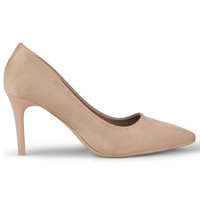 Dunkelbeige klassische High Heels aus Wildleder