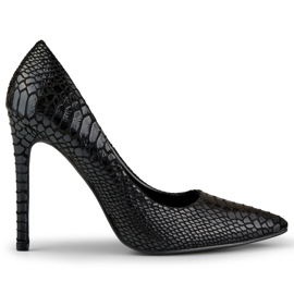 Schwarze High Heels mit zartem Muster