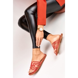 Rote elegante flache Damenpantoffeln