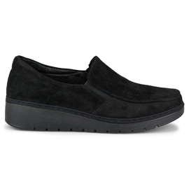 Bequeme Damen-Loafer aus schwarzem Wildleder