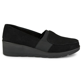 Bequeme Damenschuhe mit Gummizug schwarz