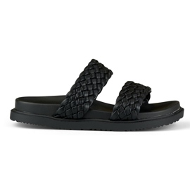 Schwarze gewebte Damenhausschuhe