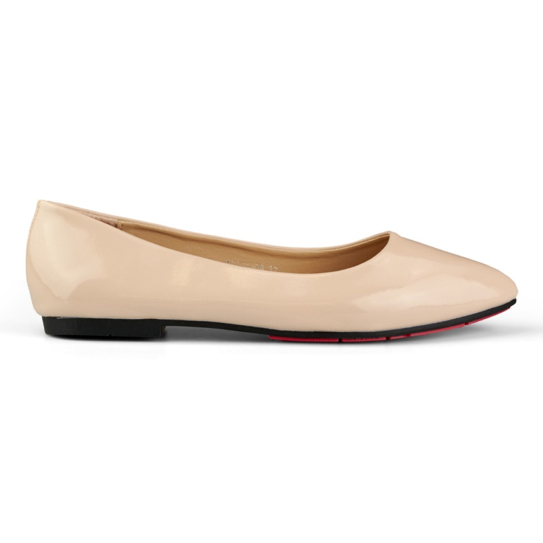 Beige lackierte Ballerinas für Damen