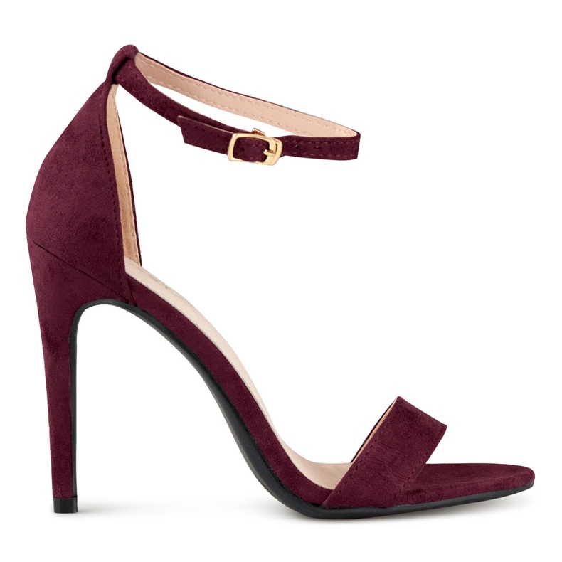 Kastanienbraune Sandalen mit hohem Absatz rot