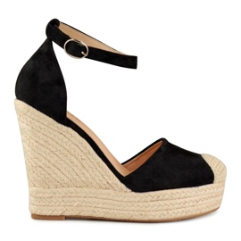 Schwarze Keil-Espadrilles für Damen