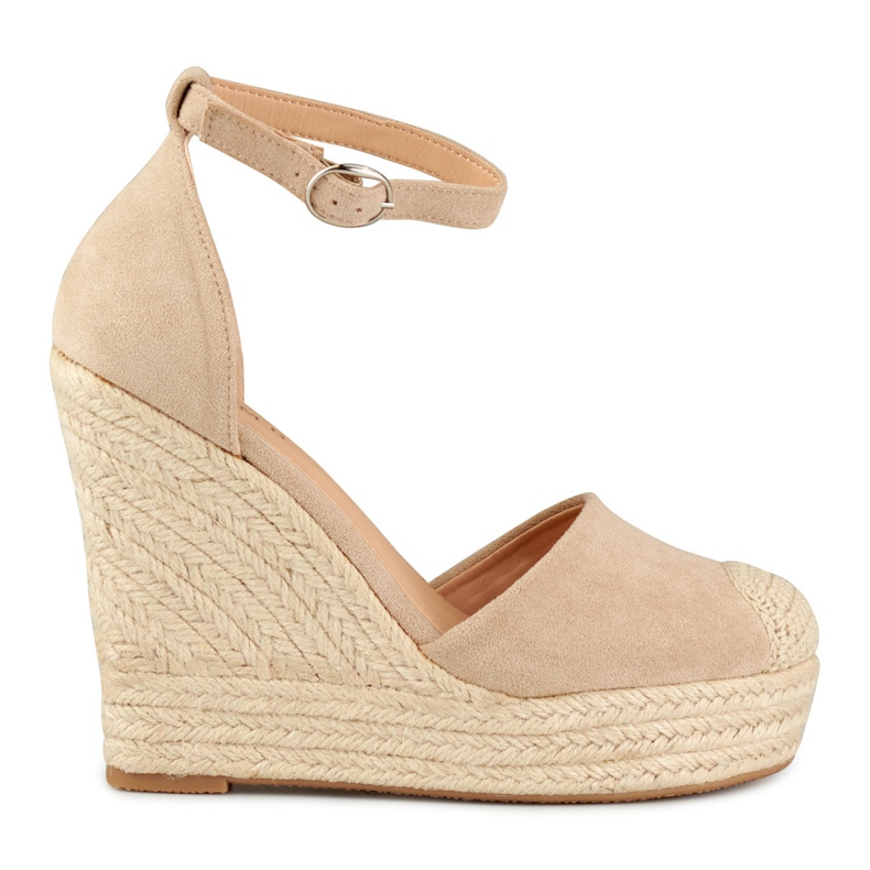 Hellbeige Keil-Espadrilles für Damen