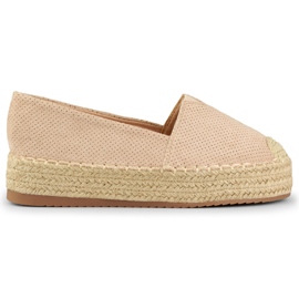 Beige Damen-Espadrilles auf der Plattform