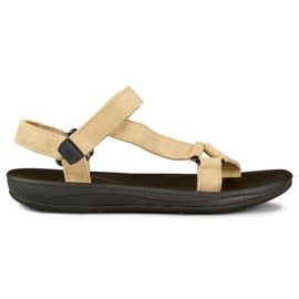 Beige Damensandalen mit Klettverschluss
