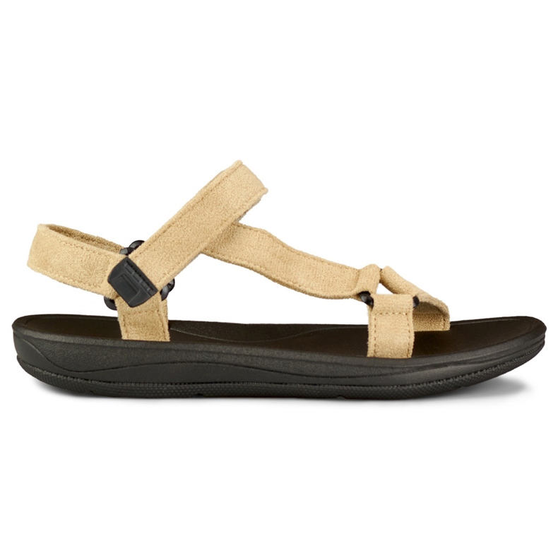 Beige Damensandalen mit Klettverschluss