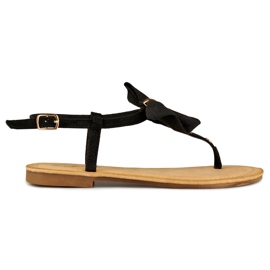 Schwarze Damensandalen mit Schleife