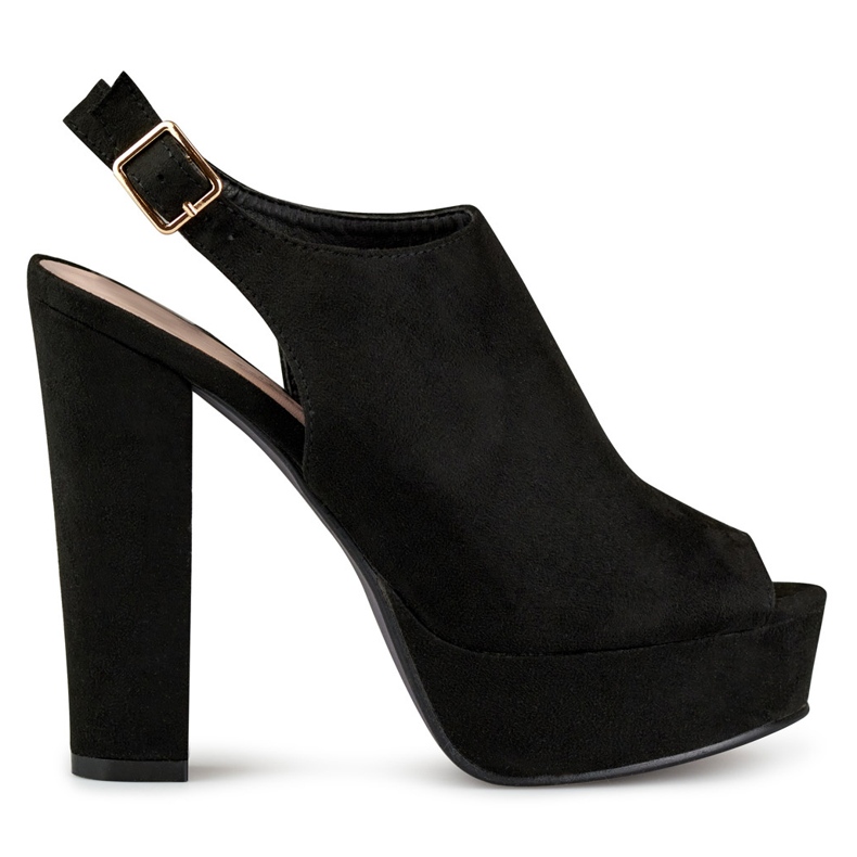 Schwarze High-Heel-Sandalen mit offener Spitze und Ferse