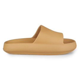 Bequeme beige Damenhausschuhe aus Schaumstoff