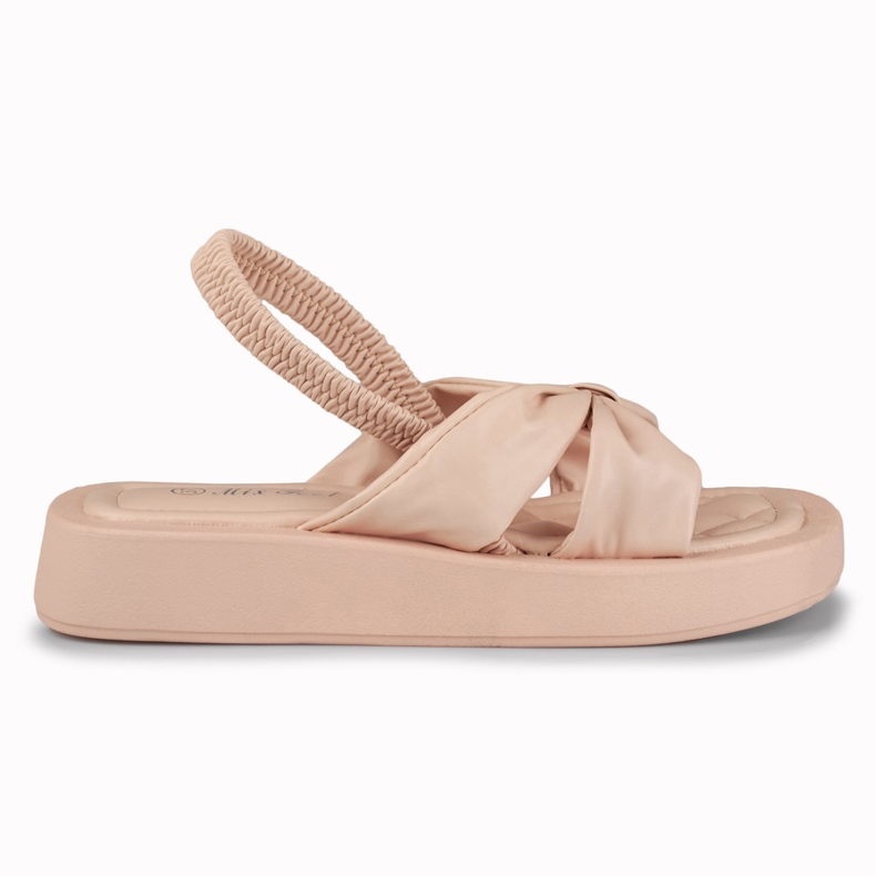 Pudersandalen mit Gummiband von Sisi beige