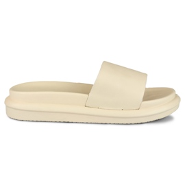 Bequeme klassische beige Damenhausschuhe