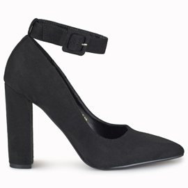 Schwarze Damenpumps mit Knöchelverschluss
