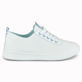 Weiße und blaue durchbrochene Sneakers von Bellis