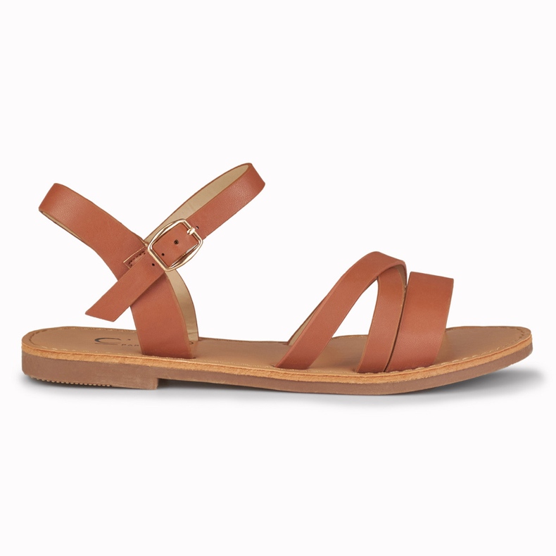 Violette braune flache Damensandalen