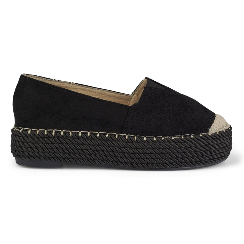 Plateau-Espadrilles aus schwarzem Wildleder