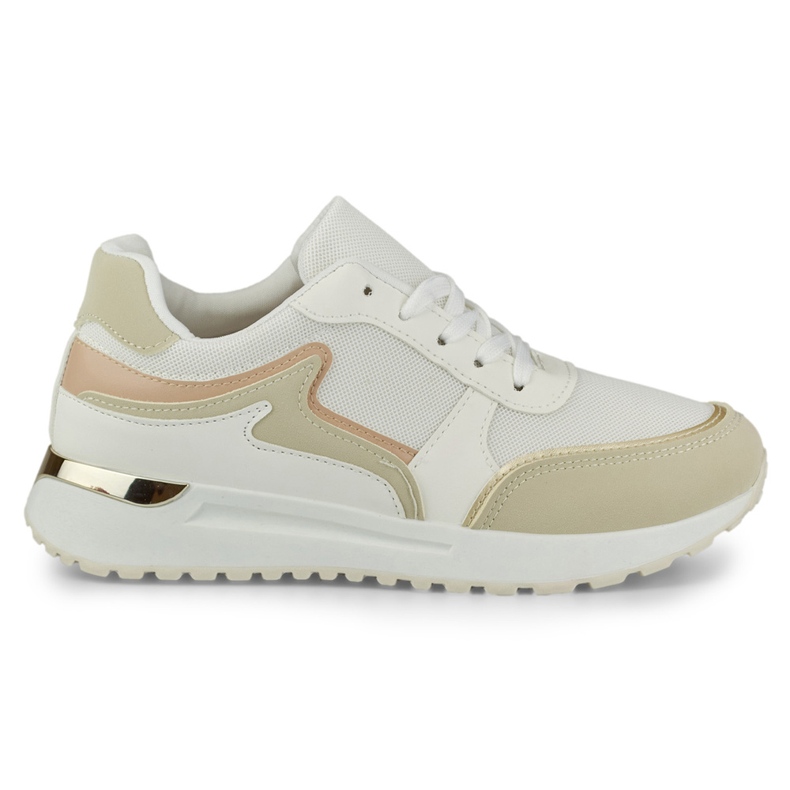 Damen-Sneaker mit goldenem Zusatz beige