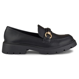 Schwarze Mokassins mit minimalistischem Dekor