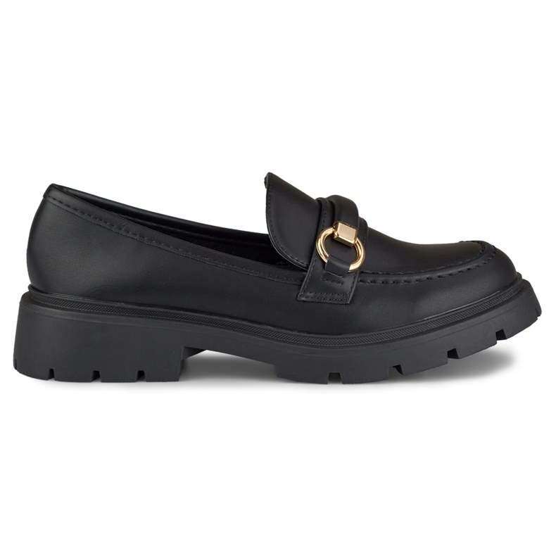 Schwarze Mokassins mit minimalistischem Dekor