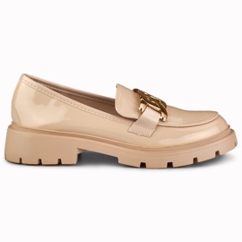 Beige Brogues mit Goldverzierung