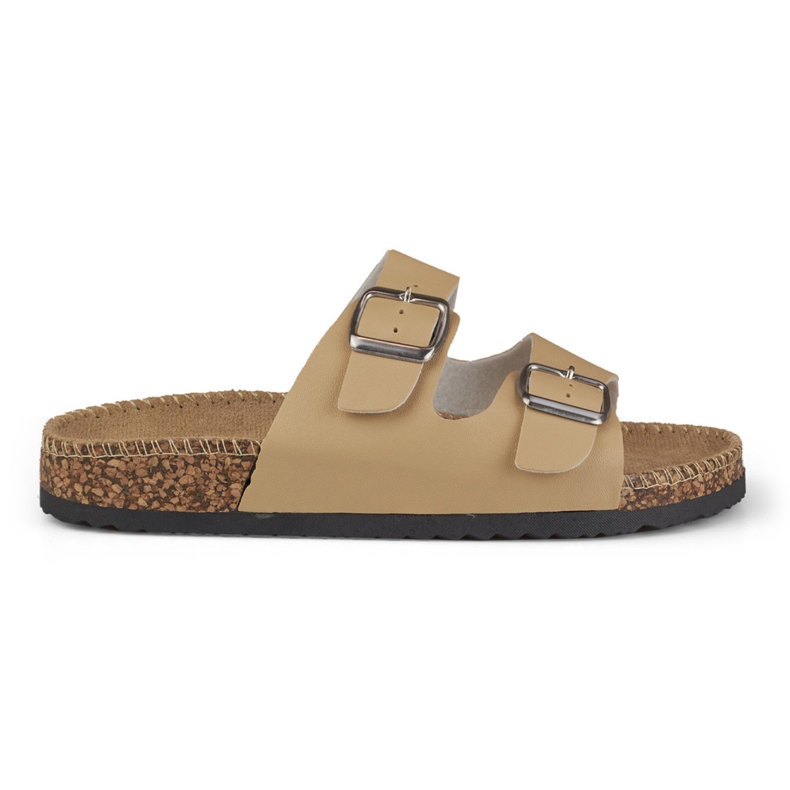 Beige bequeme Damenhausschuhe